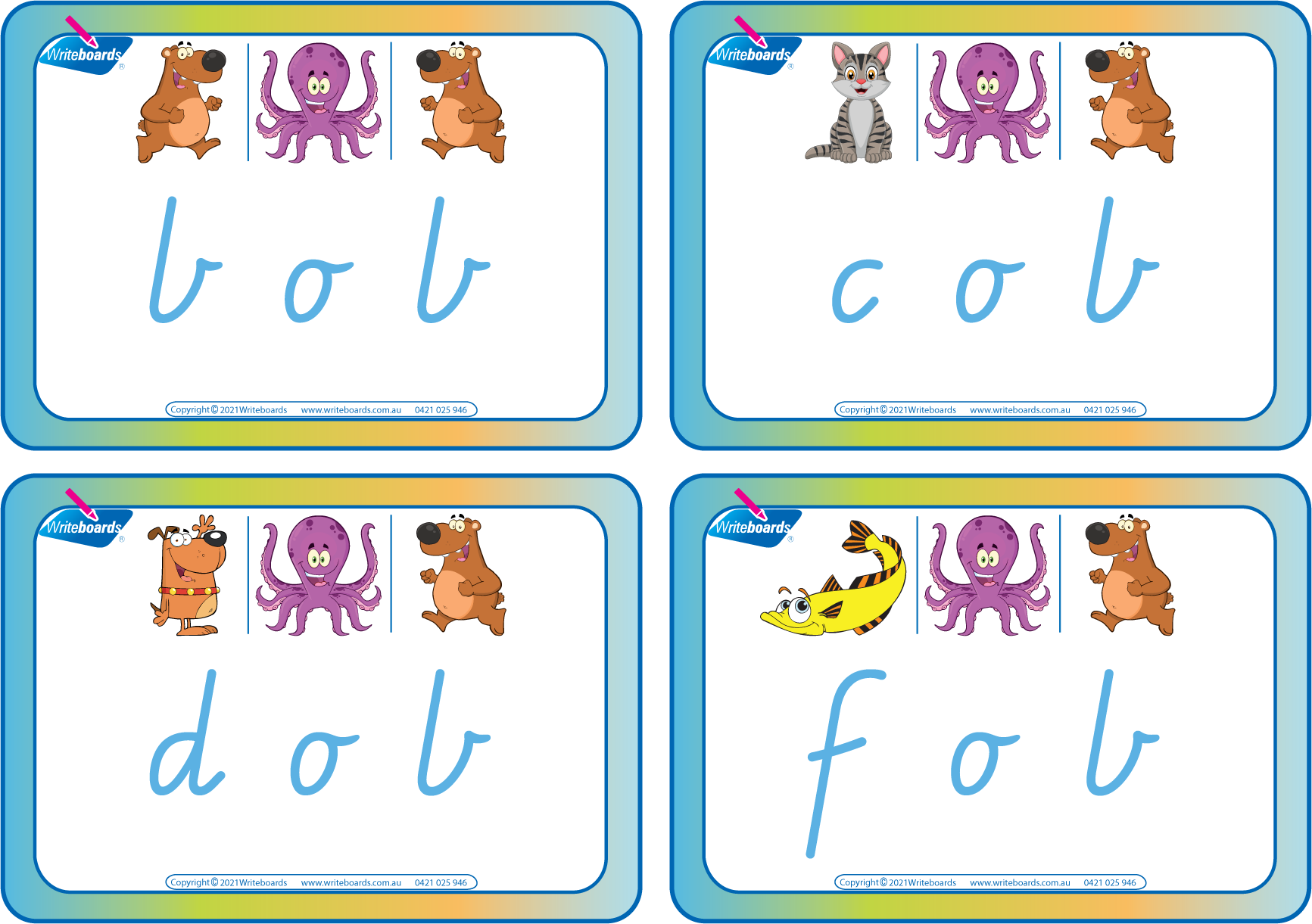 Teach spelling and rhyming with VIC Modern Cursive Font CVC Flashcards-includes 46 Phonic printable cards