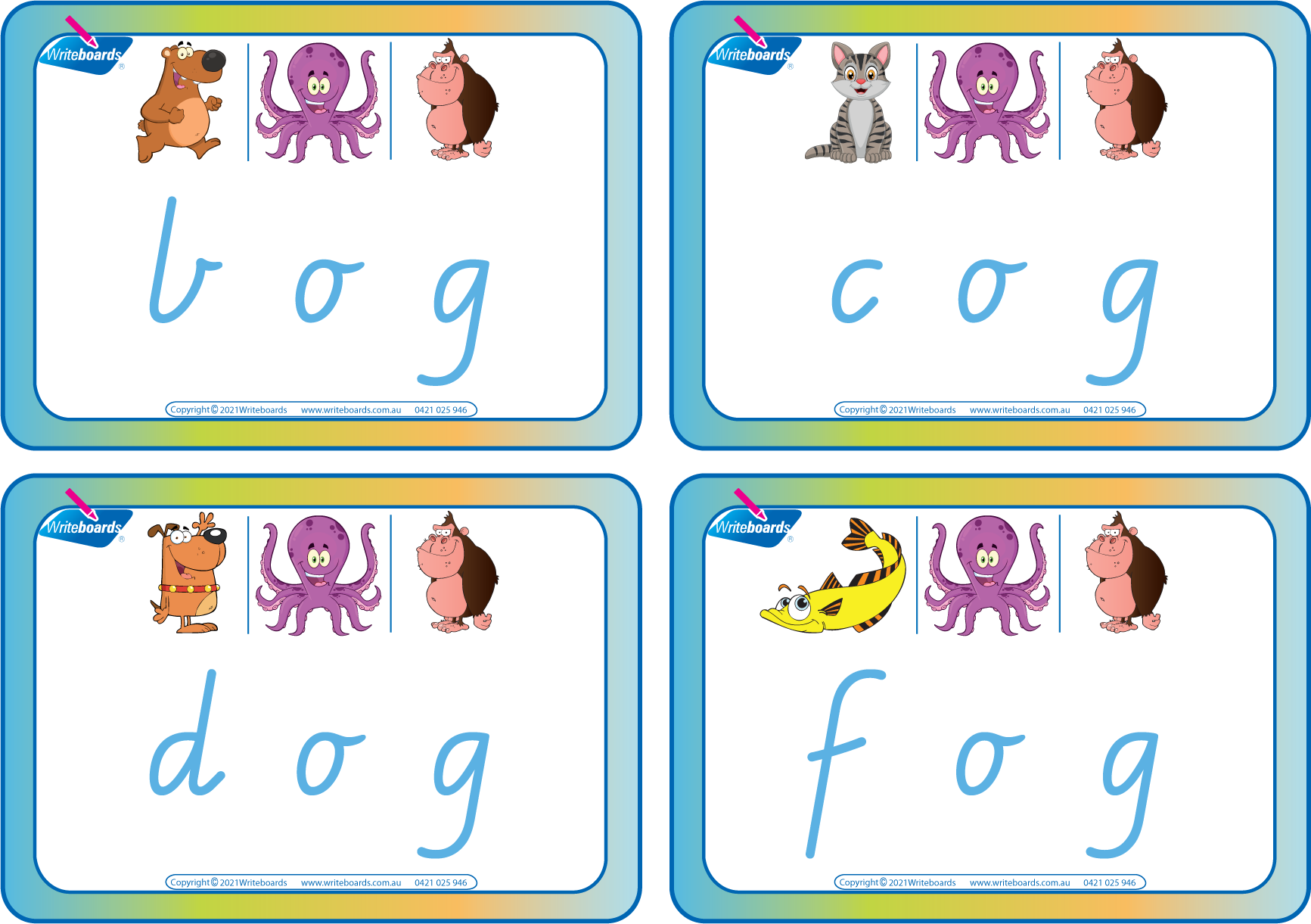 Teach spelling and rhyming with VIC Modern Cursive Font CVC Flashcards-includes 46 Phonic printable cards