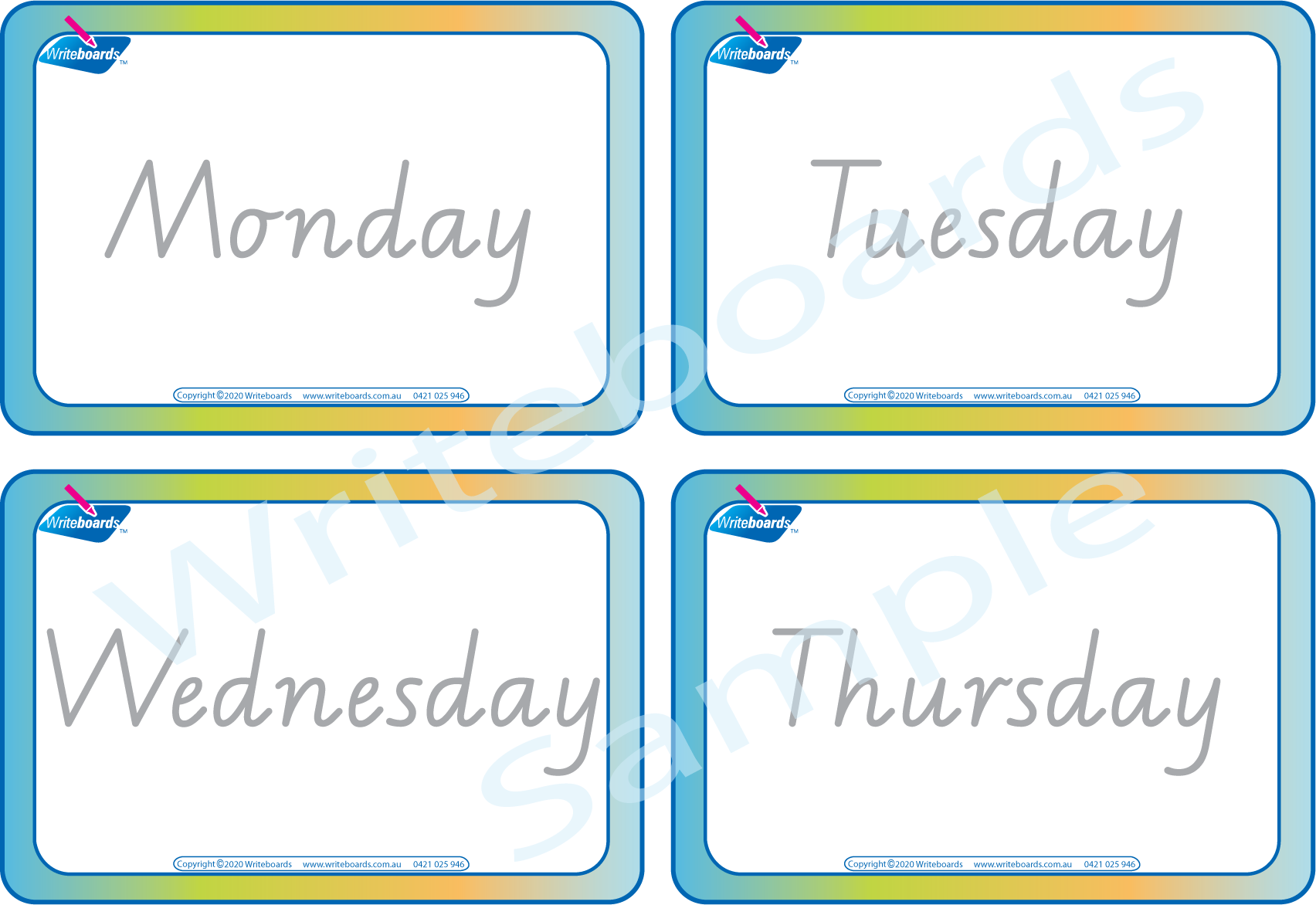 VIC Modern Cursive days of the week busy book featuring 16 pages including flashcards and games