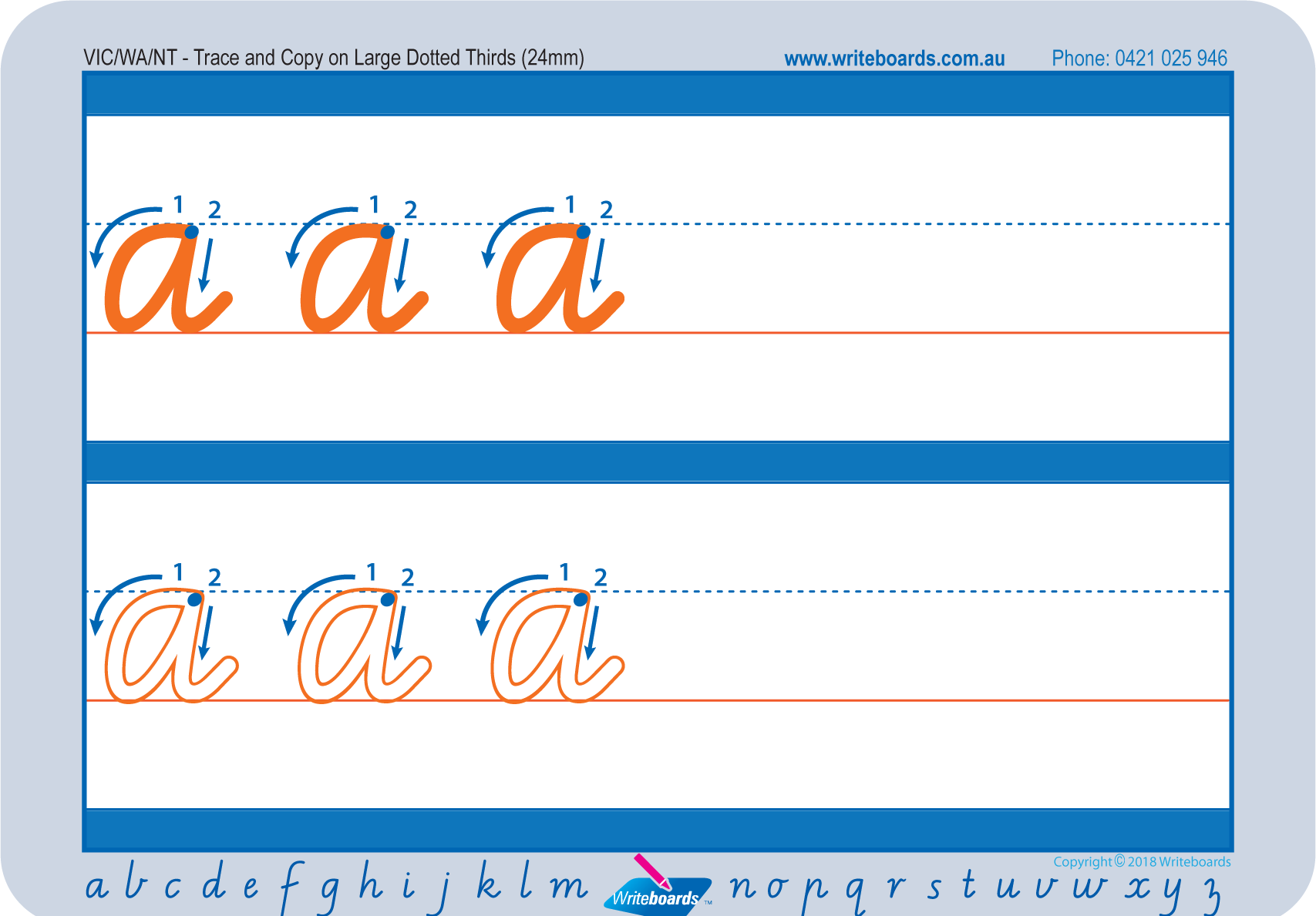 VIC Modern Cursive Font Large Lowercase Alphabet Worksheets for Preschool and Kindergarten Educators