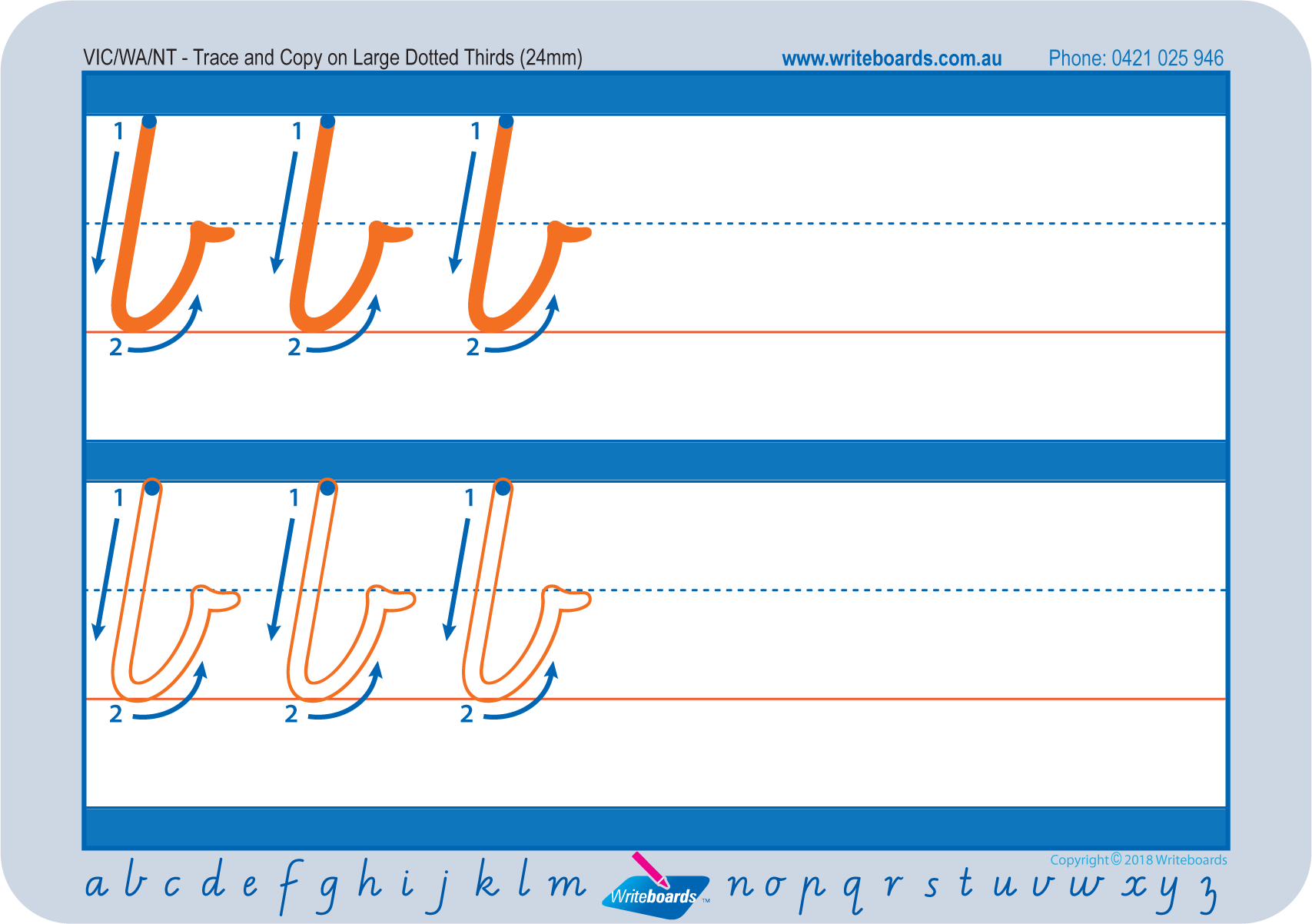 Download VIC Modern Cursive Font Large Dotted Third Alphabet Worksheets for Teachers - Includes 44 worksheets