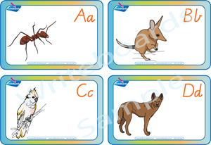 VIC Modern Cursive Font Aussie Animal Flashcards for Teachers, VIC Australian Animal Flashcards for Teachers