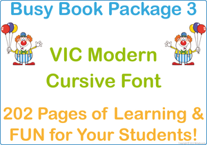 VIC Modern Cursive Font Busy Book Package Three
