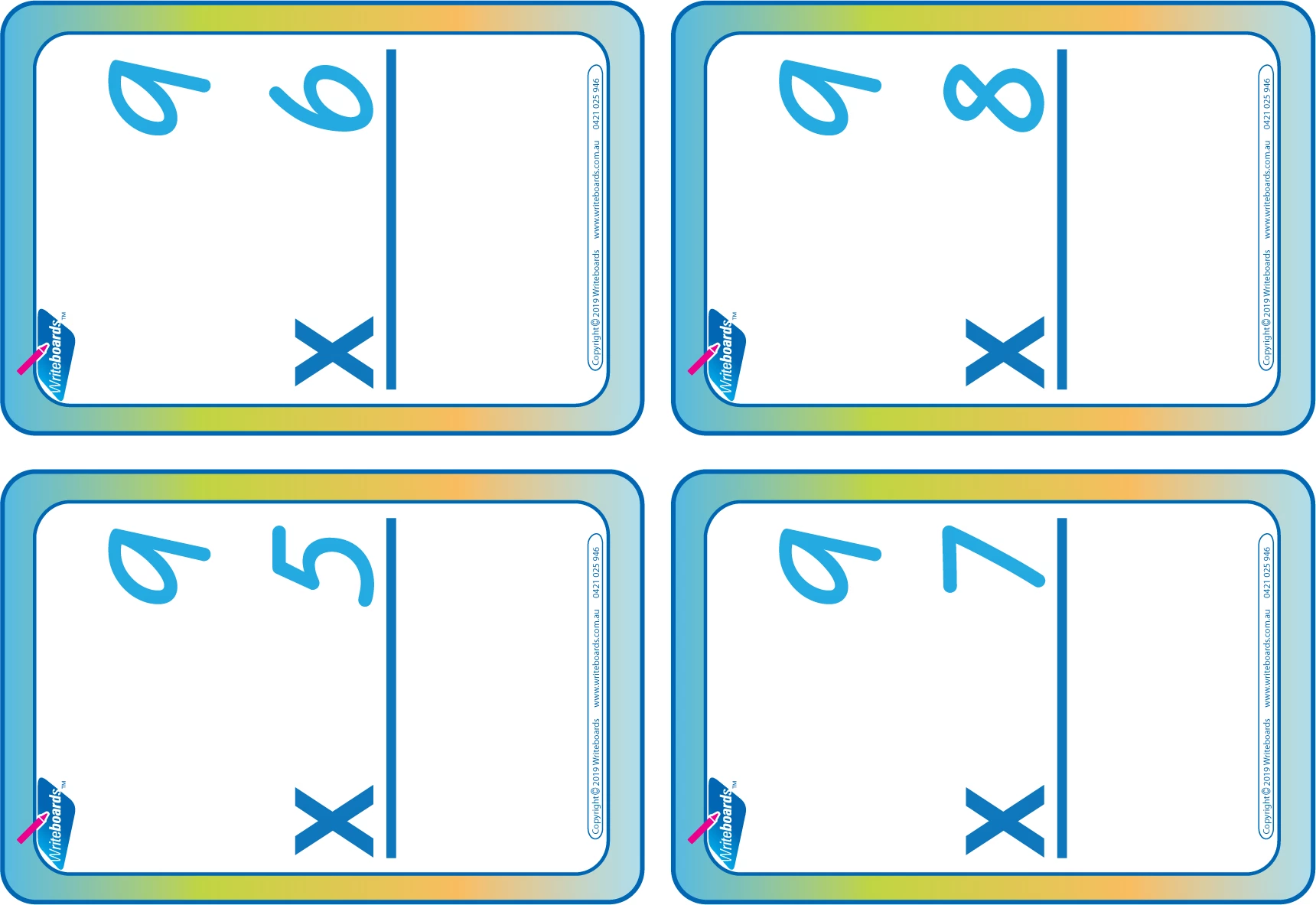VIC Modern Cursive Font Times Tables Flashcards with and without answers for Occupational Therapists and Tutors