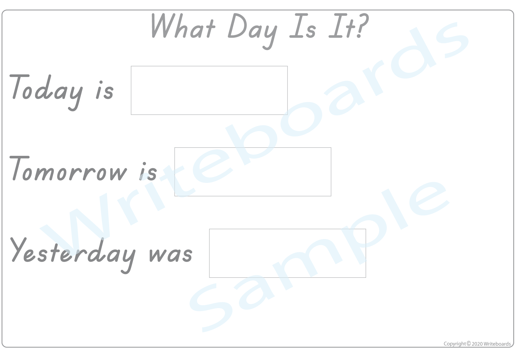 Busy Book Days of the Week for TAS Handwriting