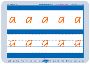QLD Modern Cursive Font Lowercase Alphabet Tracing Worksheets for Occupational Therapists and Tutors