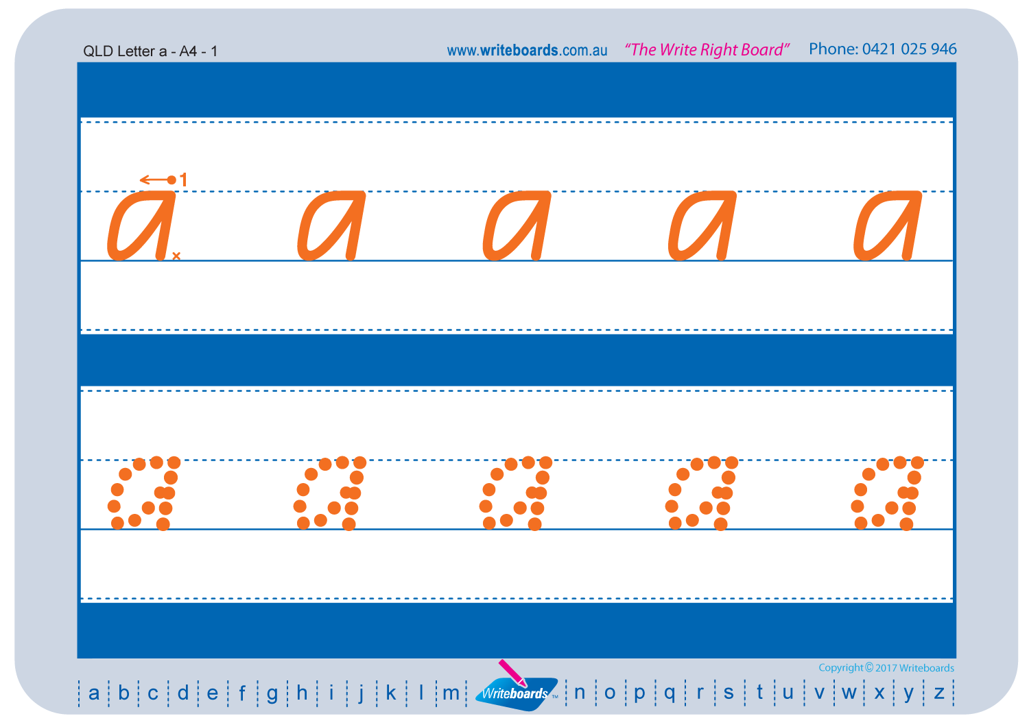 QLD Childcare lowercase alphabet tracing worksheets for school readiness, QCursive resources for Childcare