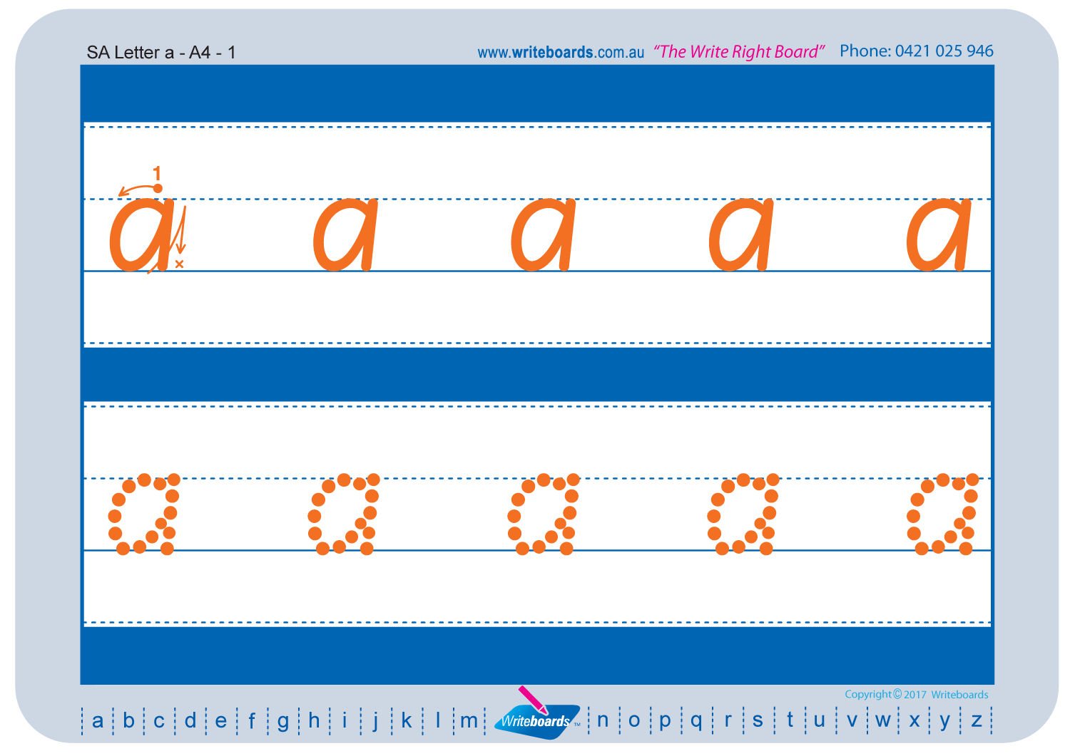 SA Childcare lowercase alphabet tracing worksheets for school readiness, SA resources for Childcare