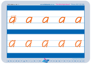 TAS Modern Cursive Font lowercase alphabet tracing worksheets for teachers, early stage one resource for teachers