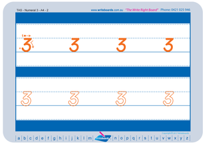 TAS Modern Cursive Font Number Tracing Worksheets for Occupational Therapists and Tutors