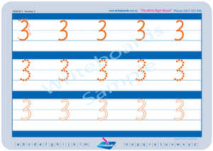 NSW Foundation Font number handwriting worksheets, NSW and ACT number tracing worksheets