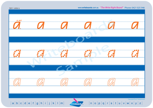 QLD Modern Cursive Font Lowercase Alphabet Worksheets, QLD Modern Cursive Font Lowercase Alphabet Tracing worksheets