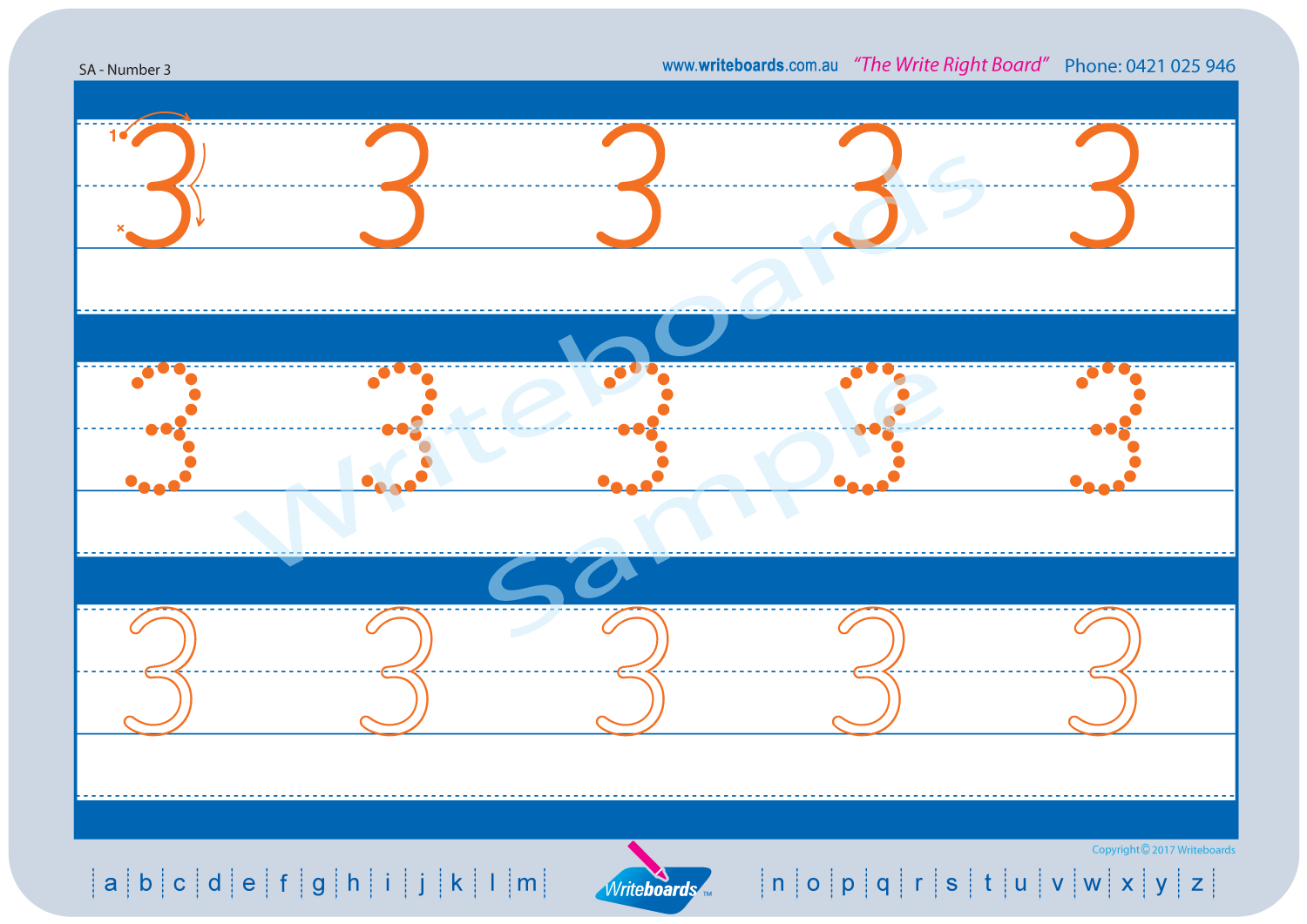 SA Modern Cursive Font Number Worksheets for Tutors and Occupational Therapists