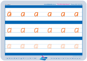 SA Modern Cursive Font Lowercase Alphabet Worksheets for Tutors and Occupational Therapists